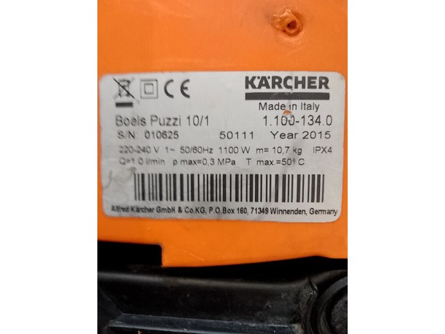 Tapijtreiniger - 230v, kärcher, puzzi 10/1, 2015 - afbeelding 4 van  6