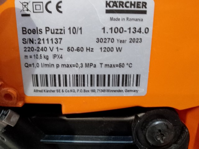 Tapijtreiniger - 230v, kärcher, puzzi 10/1, 2024 - afbeelding 4 van  4