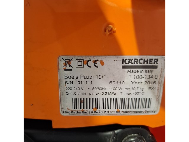 Tapijtreiniger - 230v kärcher, puzzi 10/1, bouwjaar 2016 - afbeelding 5 van  5