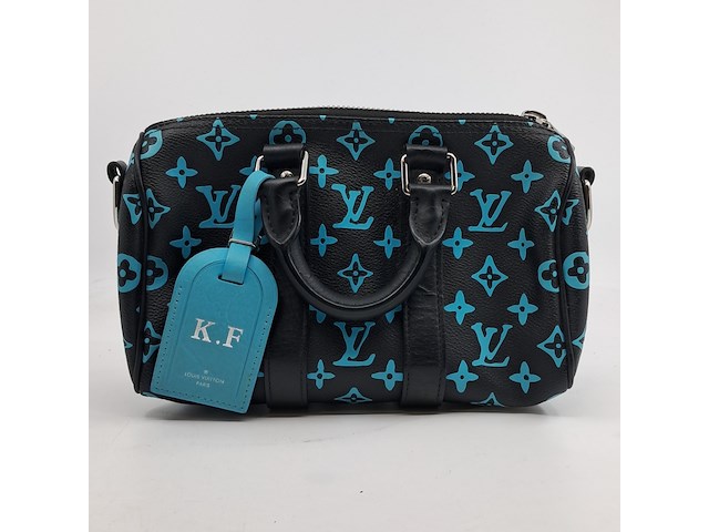 Tas, louis vuitton, keepall, zwart/turquoise - afbeelding 1 van  11