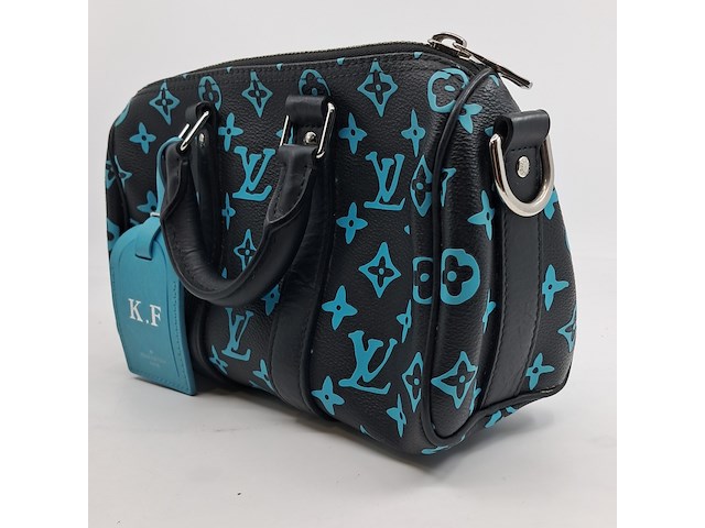 Tas, louis vuitton, keepall, zwart/turquoise - afbeelding 5 van  11