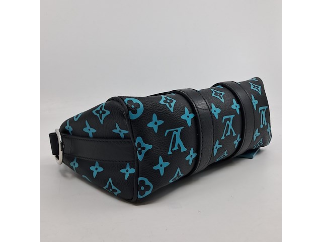 Tas, louis vuitton, keepall, zwart/turquoise - afbeelding 7 van  11