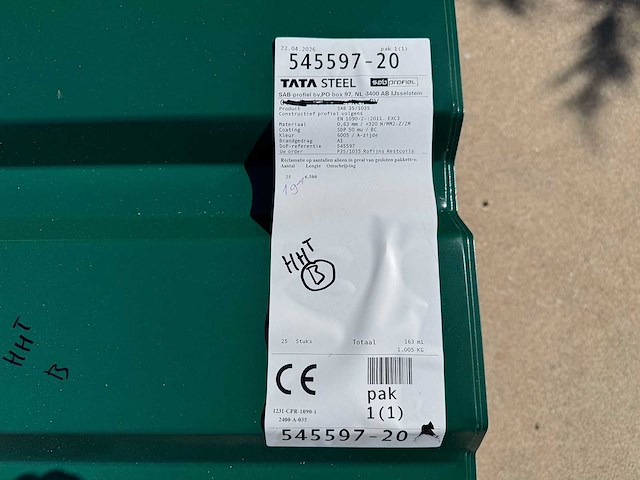 Tata steel (sab-profiel) - 19x sab 35/1035 - dakplaat - roofing material - afbeelding 4 van  4