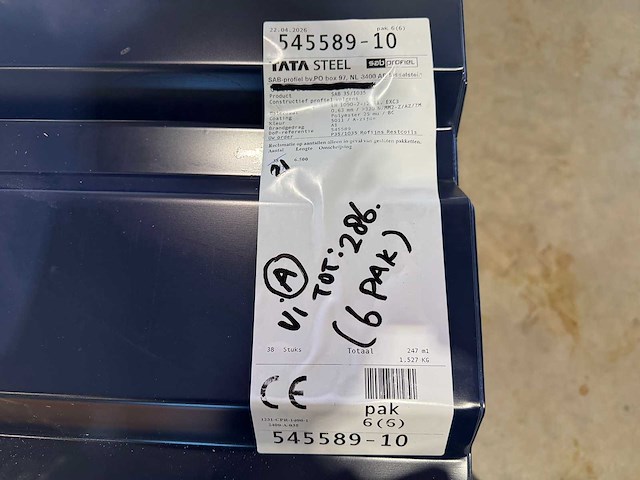 Tata steel (sab-profiel) - 286x sab 35/1035 - dakplaat - roofing material - afbeelding 3 van  4