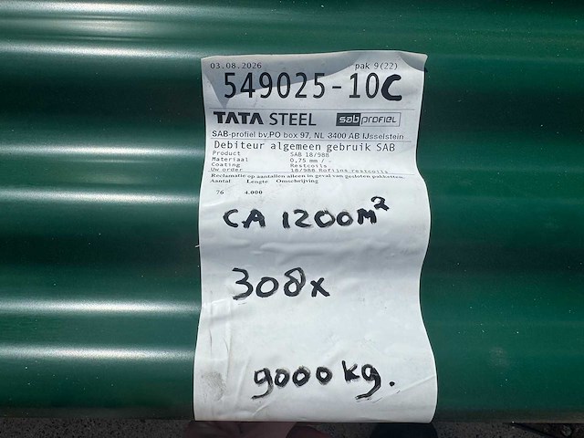Tata steel (sab-profiel) - 308x sab 18/988 - dakwand/golfplaat - roofing material - afbeelding 4 van  4
