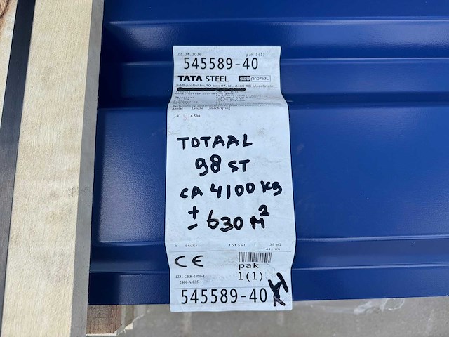Tata steel (sab-profiel) - 98x kleurmix 35/1035 - damwandplaat / trapeziumplaat - roofing material - afbeelding 6 van  6