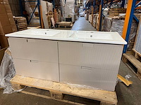 Taupe badkamermeubel met dubbele wastafel - afbeelding 1 van  4