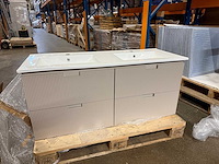 Taupe badkamermeubel met dubbele wastafel - afbeelding 2 van  4