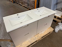 Taupe badkamermeubel met dubbele wastafel - afbeelding 3 van  4