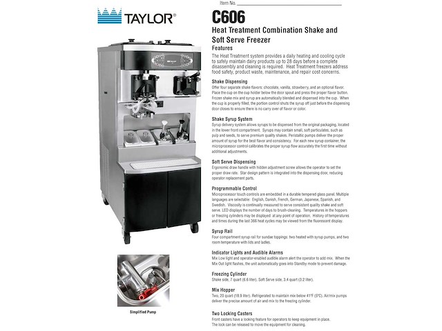 Taylor c606-59 soft ijsmachine combi - afbeelding 4 van  14