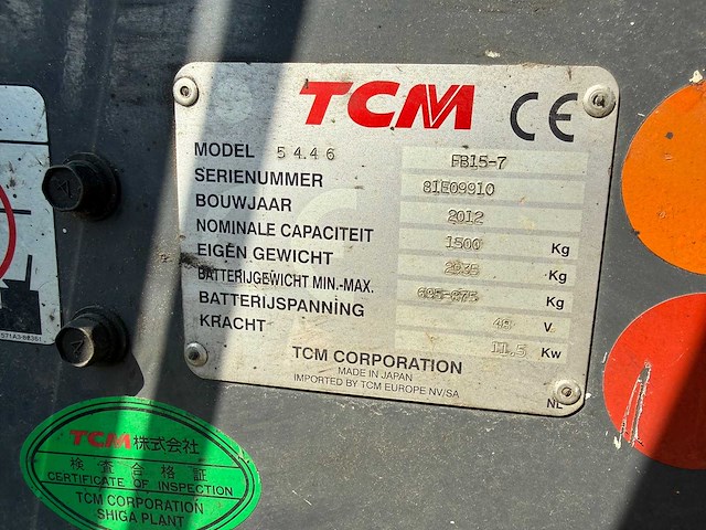 Tcm - 2012 - tcm fb15-7 - vorkheftruck - afbeelding 11 van  25
