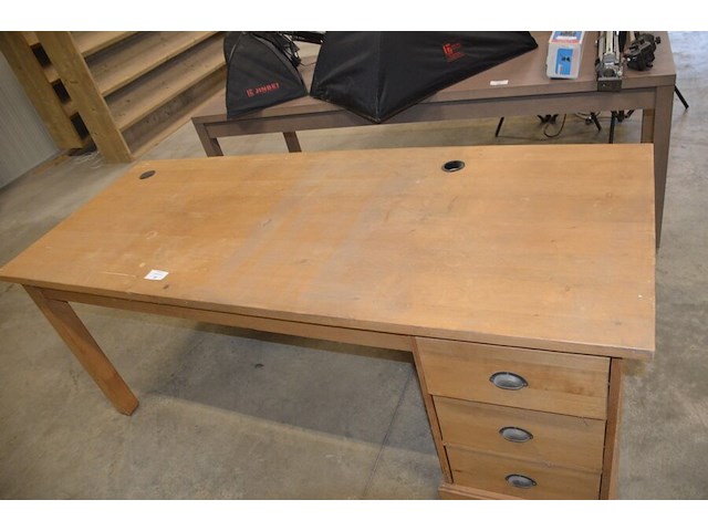 Teak bureel 3 laden afm. 200x80 - afbeelding 3 van  9