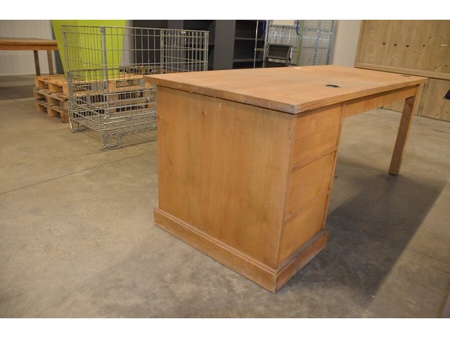 Teak bureel 3 laden afm. 200x80 - afbeelding 6 van  9