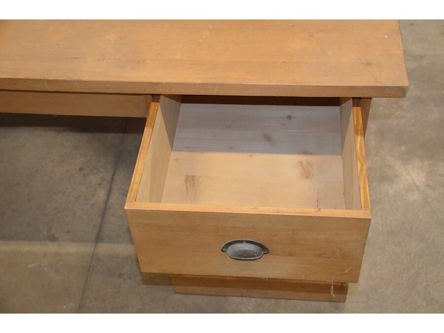 Teak bureel 3 laden afm. 200x80 - afbeelding 8 van  9