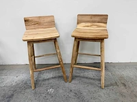 Teak houten barkruk (3x)