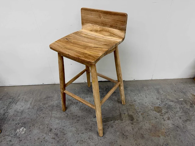 Teak houten barkruk (4x) - afbeelding 2 van  3
