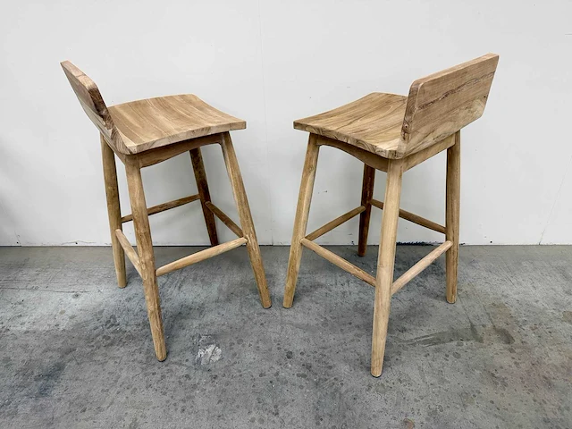 Teak houten barkruk (4x) - afbeelding 3 van  3
