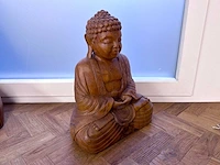 Teak houten buddha 40 cm - afbeelding 2 van  3