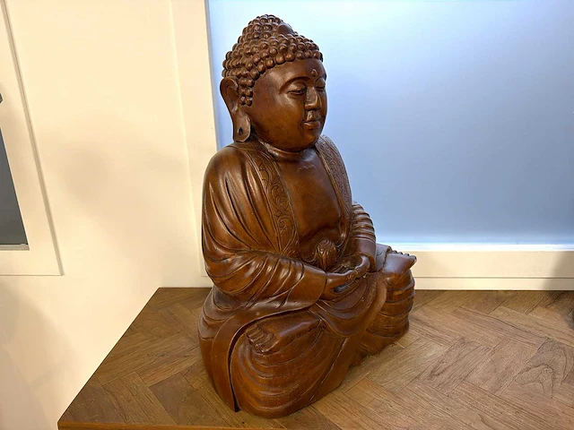 Teak houten buddha 60 cm. - afbeelding 2 van  3