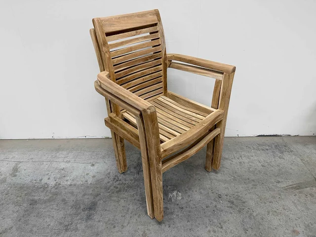 Teak houten tuinstoel (4x) - afbeelding 2 van  5