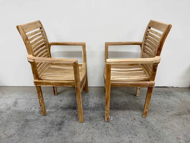 Teak houten tuinstoel (6x) - afbeelding 4 van  5