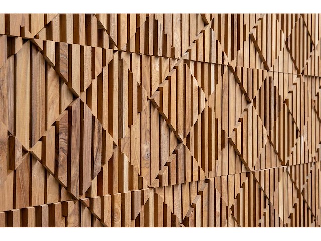 Teak houten wandpaneel modern (10x) - afbeelding 2 van  3
