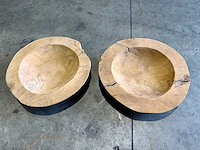 Teak schaal 40 cm. (2x) - afbeelding 2 van  2