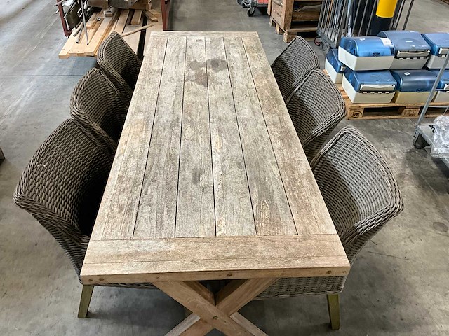Teak tuintafel met 6 stoelen - afbeelding 4 van  8