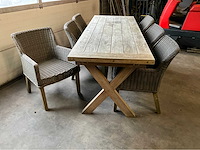 Teak tuintafel met 6 stoelen - afbeelding 2 van  8