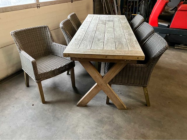 Teak tuintafel met 6 stoelen - afbeelding 2 van  8