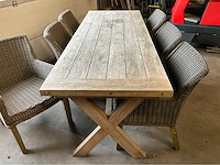 Teak tuintafel met 6 stoelen - afbeelding 3 van  8