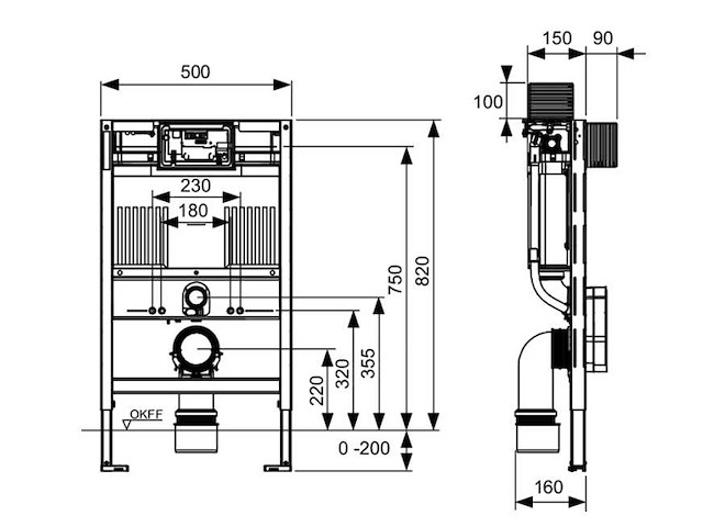 Tece - 9 300 301 - inbouwreservoir 820 mm unispoelkast - afbeelding 2 van  5