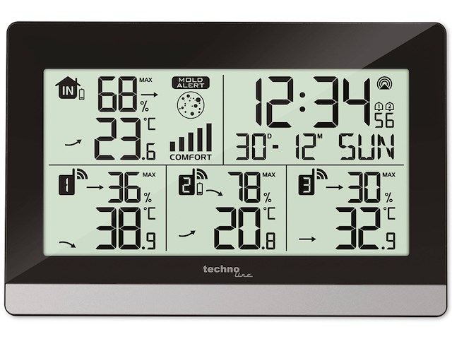 Technoline weerstation ws 7065 zwart/zilver - afbeelding 1 van  3