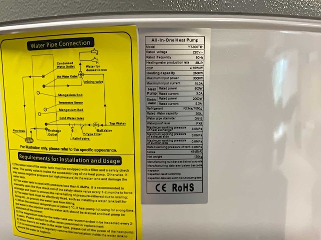 Technopump yt-300 tb1 warmtepompboiler - afbeelding 8 van  12