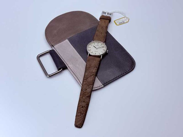 Technos napoleon mechanisch horloge met struisvogel lederen band - afbeelding 5 van  7