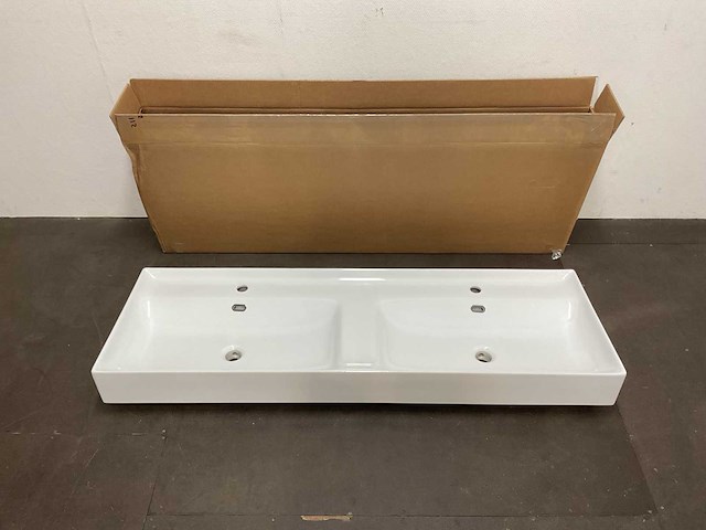 Tecla - wastafel met twee kraangaten 146 x 40 cm - afbeelding 1 van  3