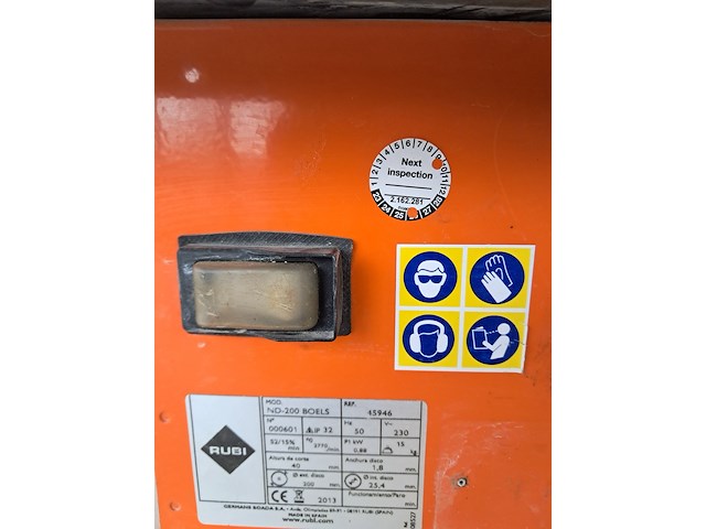 Tegelzaag - 400mm - 230v rubi, nd-200, bouwjaar 2013 - afbeelding 7 van  9