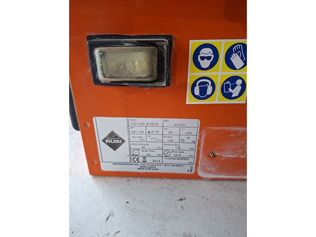 Tegelzaag - 400mm - 230v rubi, nd-200, bouwjaar 2014 - afbeelding 2 van  5