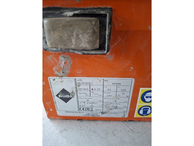 Tegelzaag - 400mm - 230v rubi, nd-200, bouwjaar 2016 - afbeelding 5 van  5