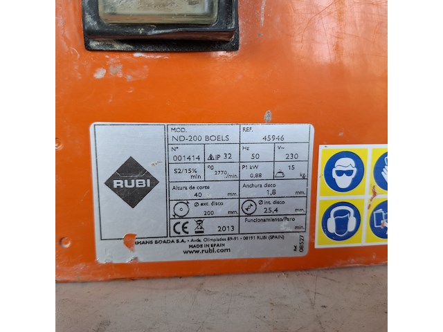 Tegelzaag - 400mm - 230v rubi, nd-200, bouwjaar 2016 - afbeelding 3 van  5
