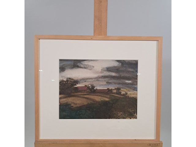 Tekening, h.g. wiersma, landschap, 1964 - afbeelding 1 van  6