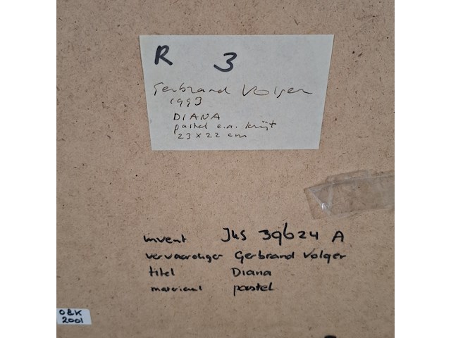 Tekening in lijst, gerbrand volger, diana, 1993 - afbeelding 7 van  7