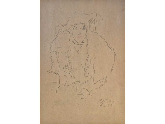 Tekening op papier gustav klimt - afbeelding 1 van  4
