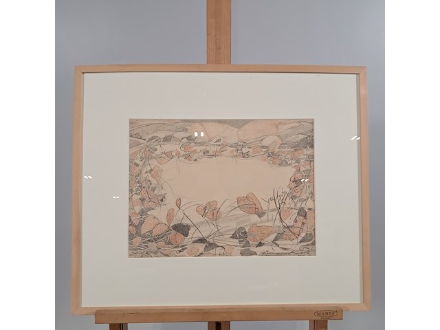 Tekening, t. beek, bloeiende oever, 1979 - afbeelding 1 van  7
