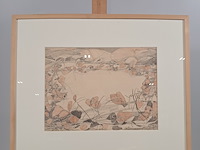 Tekening, t. beek, bloeiende oever, 1979 - afbeelding 1 van  7