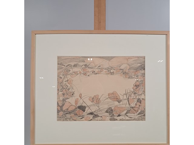 Tekening, t. beek, bloeiende oever, 1979 - afbeelding 2 van  7