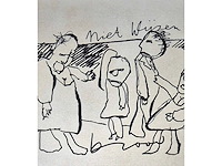 Tekening z/w herman brood ‘niet wijzen’ - afbeelding 1 van  4