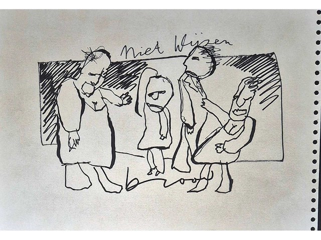 Tekening z/w herman brood ‘niet wijzen’ - afbeelding 2 van  4