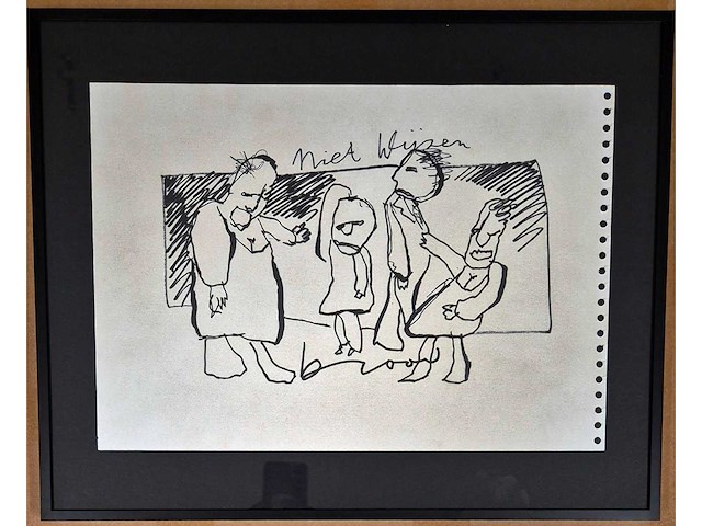 Tekening z/w herman brood ‘niet wijzen’ - afbeelding 3 van  4