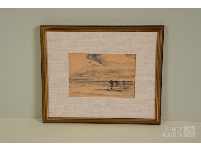 Tekening/aquarel ar. jamar (1870-1946) - afbeelding 1 van  5